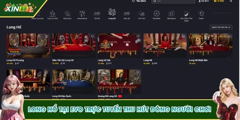 EVO Trực Tuyến - Sòng Bài Online Đẳng Cấp Nhất Tại XIN88 3 Long Hổ tại EVO trực tuyến thu hút đông người chơi