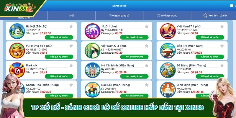 TP Xổ số - Sảnh Chơi Lô Đề Trực Tuyến Hấp Dẫn Tại XIN88